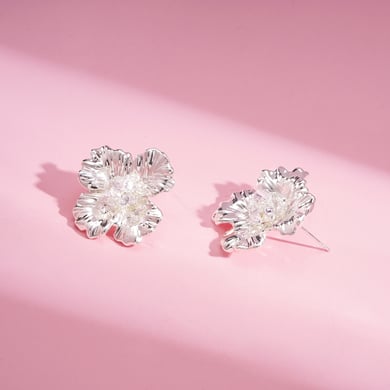 1 Pair Festive Series Flower Copper Stud Earrings h5 Picture2