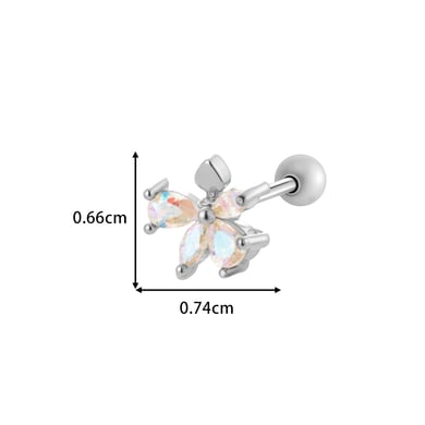 1 stuk bloem koper goud kleur zirkoon piercing oorbel h5 Afbeelding2