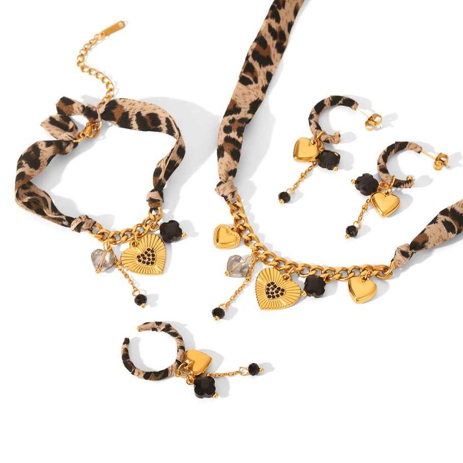 Set di collane da donna con zirconi e strass color oro in poliestere da 1 pezzo Immagine6