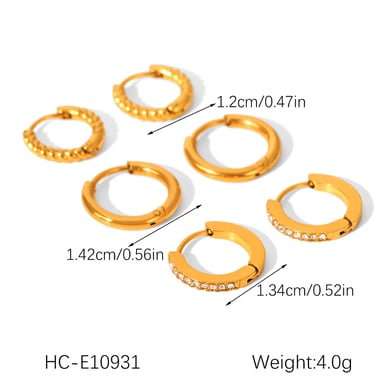 1 Set kreisförmige Creolen aus Edelstahl in Goldfarbe h5 Bild2