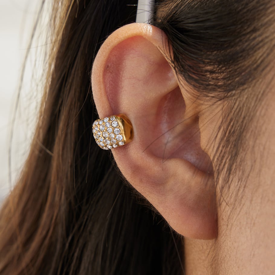 1 pieza versátil de acero inoxidable color dorado con circonitas para mujer h5Imagen4