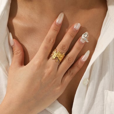 1 Piece Simple Daily Irregular Shape Stainless Steel Women's Statement Rings h5 Picture3