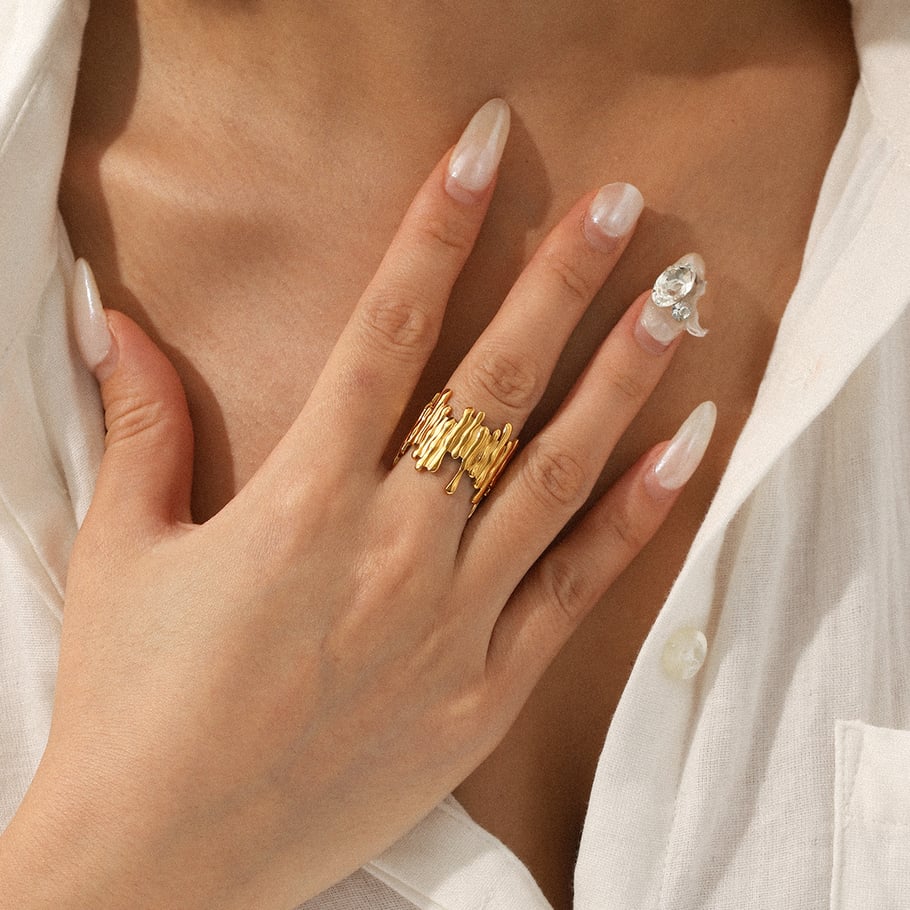1 Piece Simple Daily Irregular Shape Stainless Steel Women's Statement Rings h5Picture3