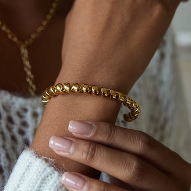 Braccialetti a polsino da donna in acciaio inossidabile color oro, 1 pezzo h5 Immagine4