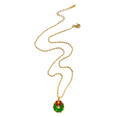 Collana con ciondolo natalizio color oro in acciaio inossidabile da 1 pezzo h5 Immagine6