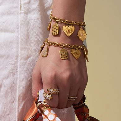Conjuntos de joyas para mujer con figuras geométricas de acero inoxidable y circonitas de color dorado h5 Imagen3