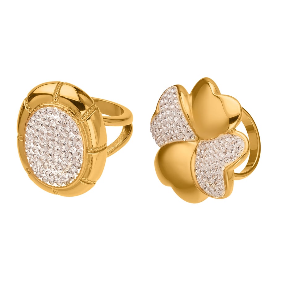 1 Piece Lustrous Clover Stainless Steel Gold Color Statement Rings Picture7