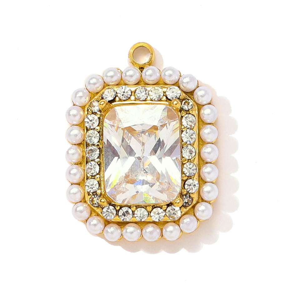 Pendentif exquis en acier inoxydable couleur or pour femme, 1 pièce, motif trèfle 