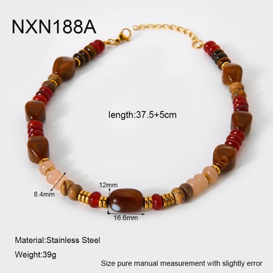 1 Piece  Daily Beads Acrylic   Gold Color  Women's Beaded Necklaces h5 