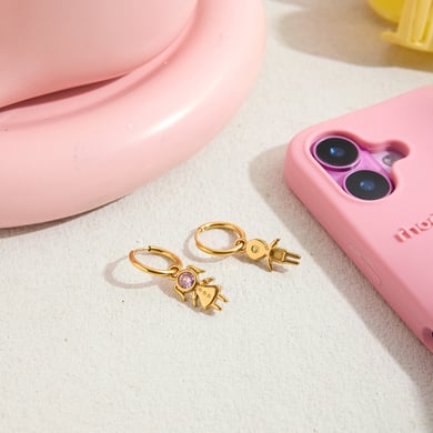 1 Pair Romantic Children Stainless Steel Gold Color Zircon Women's Drop Earrings h5 Picture6