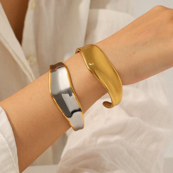 1 Piece Irregular Shape Stainless Steel   Gold Color  Women's Bangles