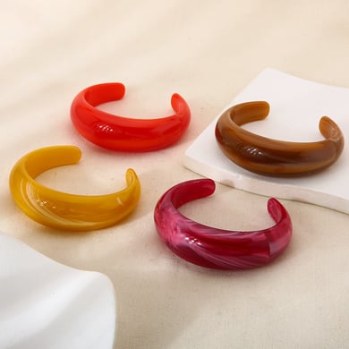 1 Piece Simple Series Retro Gradient Color Resin Women's Cuff Bracelets h5 Picture3