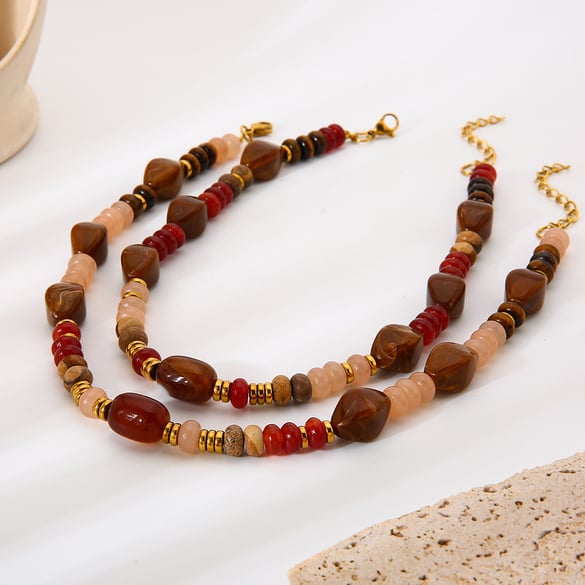 1 Piece  Daily Beads Acrylic   Gold Color  Women's Beaded Necklaces 2