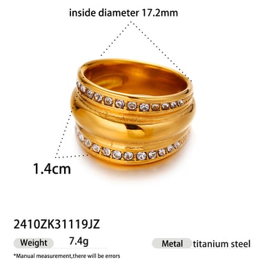 Anello con croce in acciaio inossidabile color oro da 1 pezzo h5 