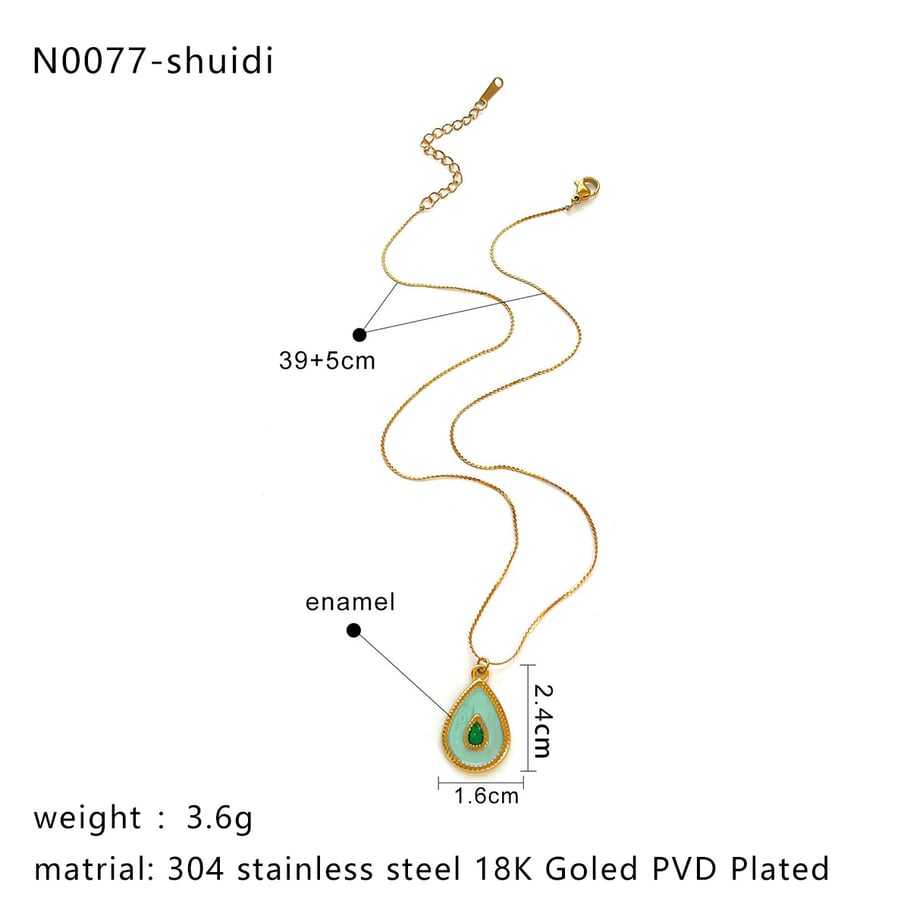 1 Piece Enamel Butterfly Stainless Steel Gold Color Pendant Necklace Picture2