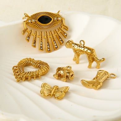 1 Piece Retro Devil's Eye Heart Animal Stainless Steel  Gold Color Women's Pendants h5 Picture3