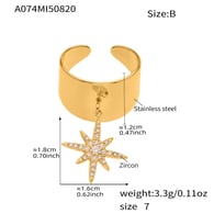 A074-B Golden Eight-pointed Star Zircon Ring Picture2
