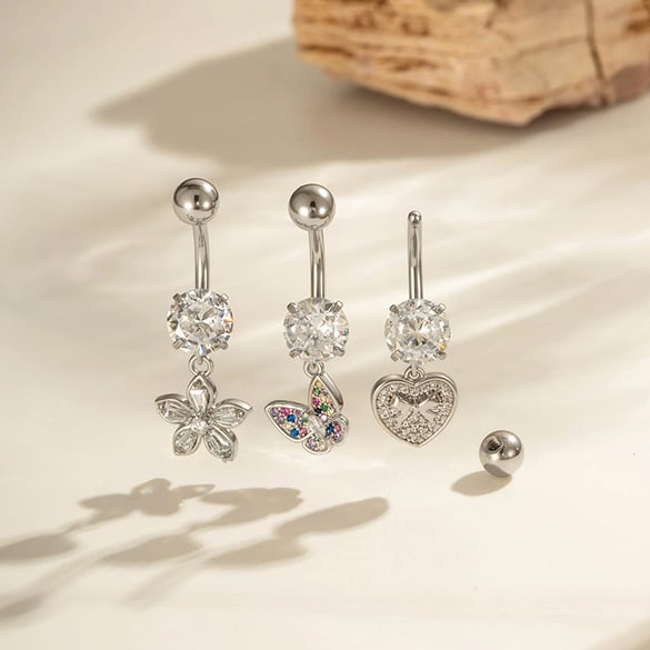 1 Adet Kelebek Bakır Zirkonyum Göbek Piercing