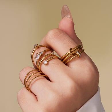 1 Piece Minimalist Circle Stainless Steel Gold Color Zircon Minimalist Rings h5 Picture4
