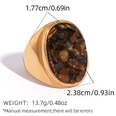 1 Piece  Retro Irregular Shape Stainless Steel  Gold Color Women's  Statement Rings h5 Picture2