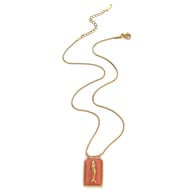 Pink and orange tag necklace 