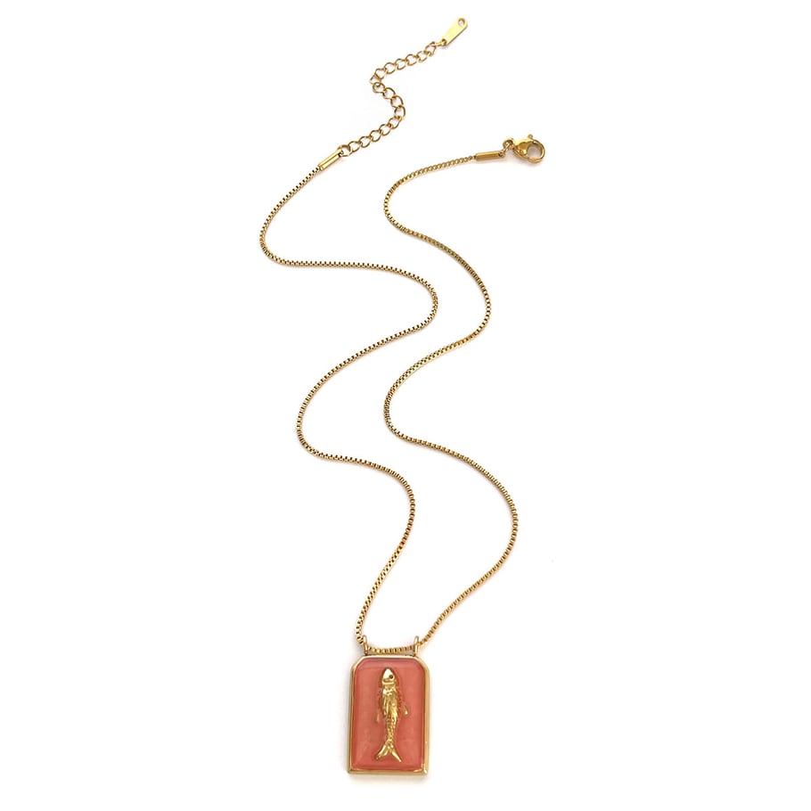 1 Piece Fish Stainless Steel Gold Color Enamel Pendant Necklace 