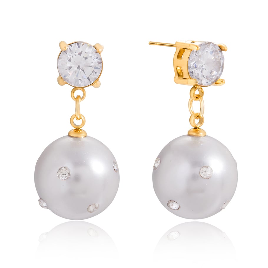 1 Pair Elegant Circle Stainless Steel Gold Color Women's Drop Earrings 