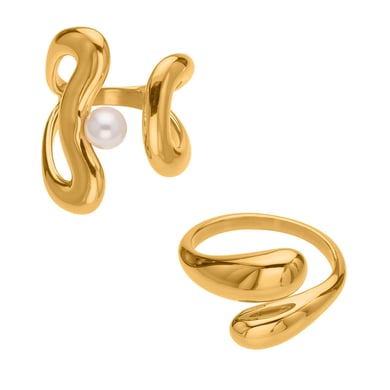 1 Piece Classic Irregular Shape Stainless Steel Gold Color Statement Rings h5 Picture6
