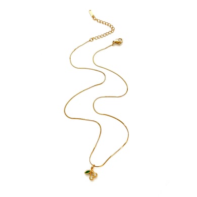 Collana con ciondolo color oro con strass di ciliegia da 1 pezzo h5 