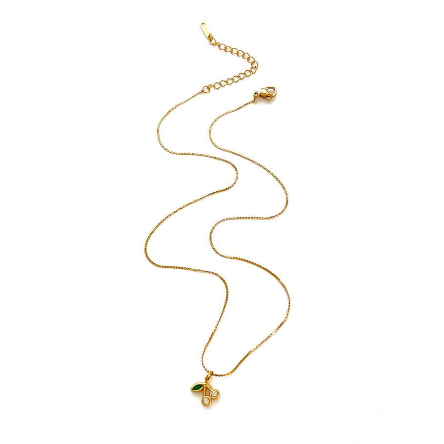 Collana con ciondolo color oro con strass di ciliegia da 1 pezzo 