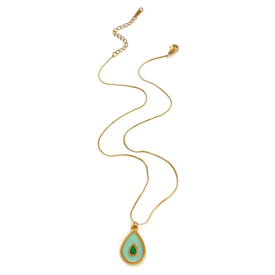 1 Piece Enamel Butterfly Stainless Steel Gold Color Pendant Necklace 