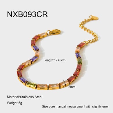 1 stuk luxe rechthoekige roestvrijstalen armband met zirkonia voor dames h5 