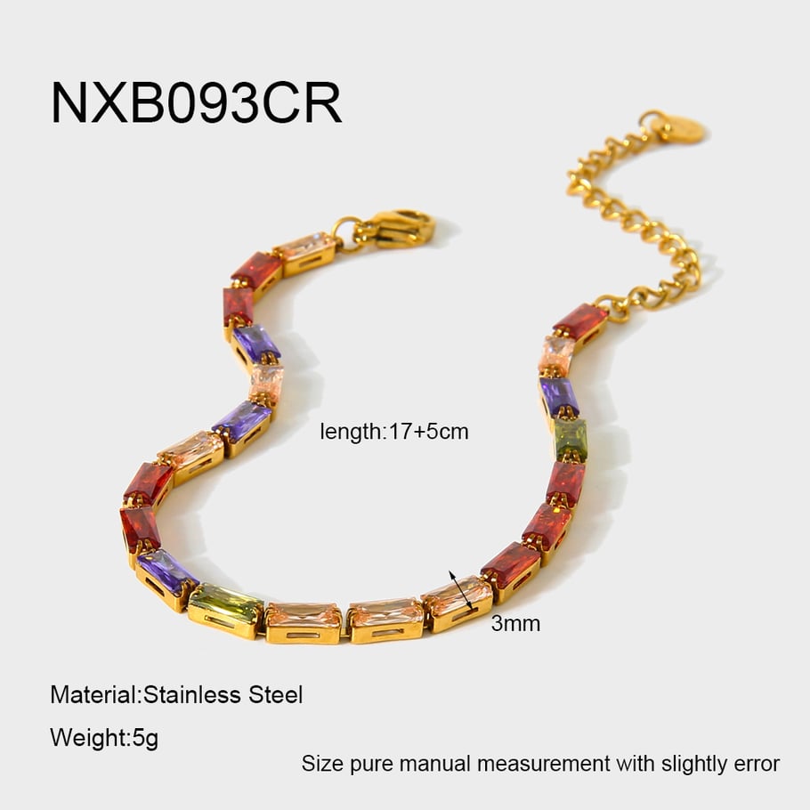 1 stuk luxe rechthoekige roestvrijstalen armband met zirkonia voor dames 
