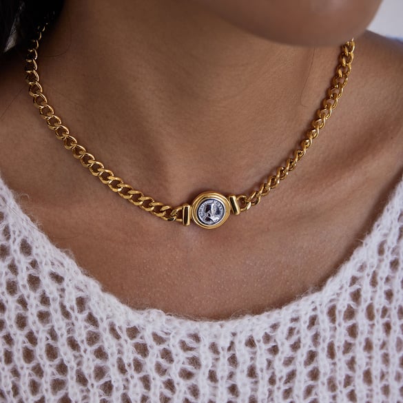 1 Piece Simple Figure Gold&Silver Colors Stainless Steel Women's Chain Necklaces