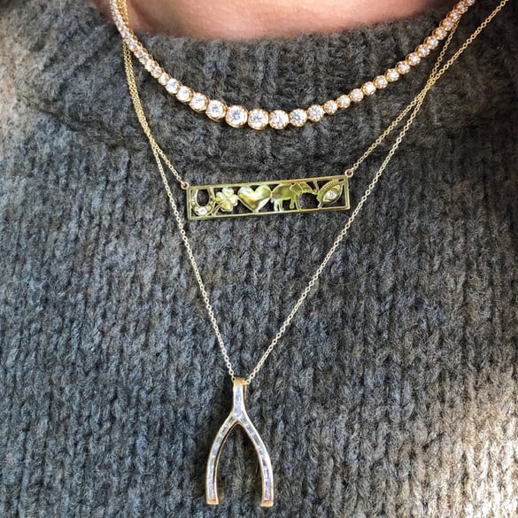 1 Stück klassische unregelmäßige Form Edelstahl Gold Farbe Zirkon Damen Anhänger Halsketten 2