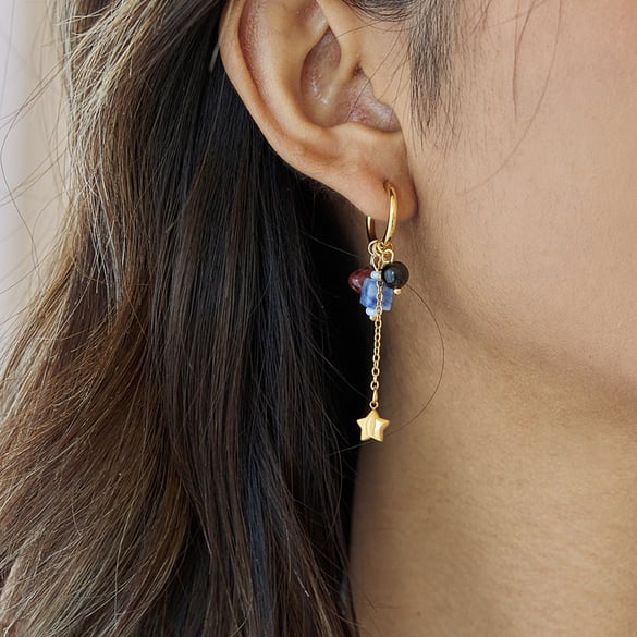Pendientes colgantes de acero inoxidable con piedra natural y estrella de diseño para mujer, 1 pieza 2