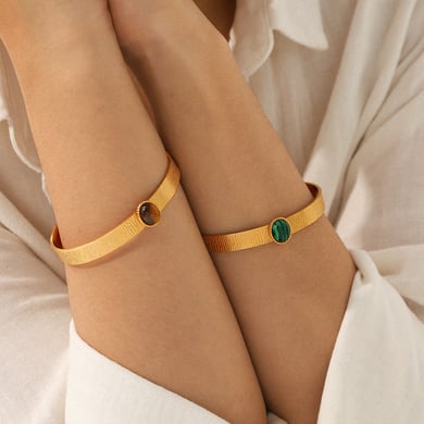 1 Piece Luxurious  Irregular Shape Stainless Steel   Gold Color   Women's Bangles h5 Picture5