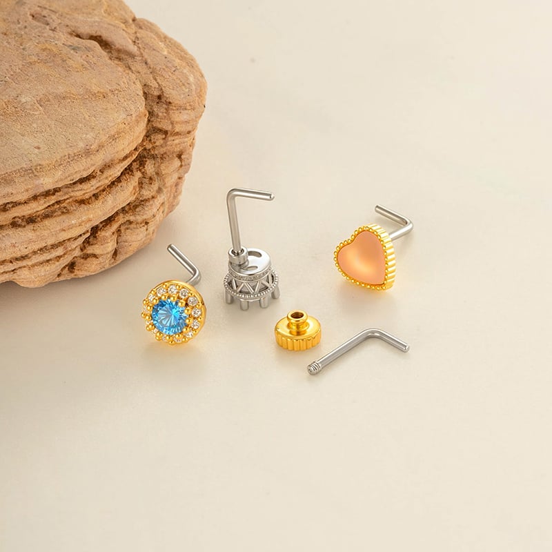 1 Piece Copper Gold Color Zircon Nose Stud h5Picture3