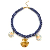 Collier coquillage chaîne bleue 