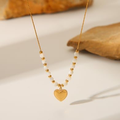 1 Piece Simple  Heart Stainless Steel   Gold Color  Women's Pendant Necklaces h5 Picture5