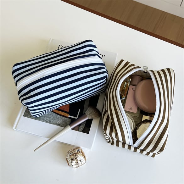 1 pezzo semplice casual a strisce in poliestere per trucco da donna 2