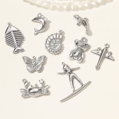 Pendentif papillon romantique en acier inoxydable pour femme, 1 pièce h5 Image4