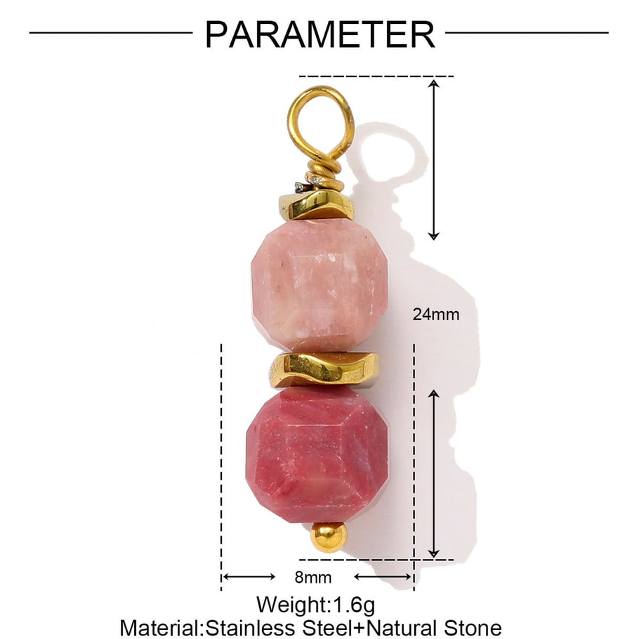 1 colgante clásico de corazón con piedras naturales en color dorado para mujer. Imagen2