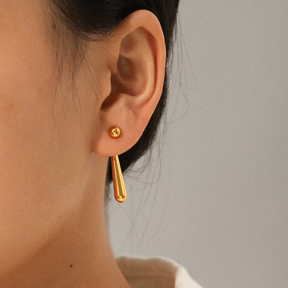 1 Pair Droplet Stainless Steel Gold Color Stud Earrings
