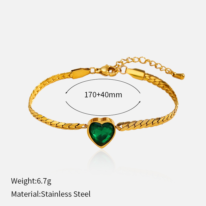 1 Piece Heart Stainless Steel Gold Color Charm Bracelet 