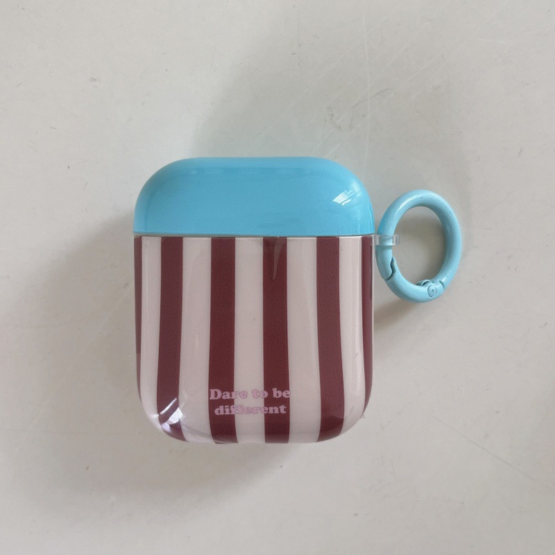 1 Piece Personalized Creative Color-Blocked Stripes Women's Earphone Case