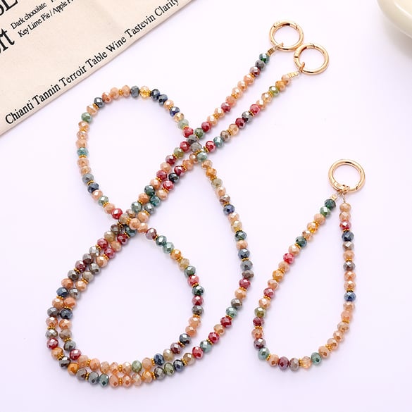 1 cadena para teléfono con cuentas de vidrio de colores 2