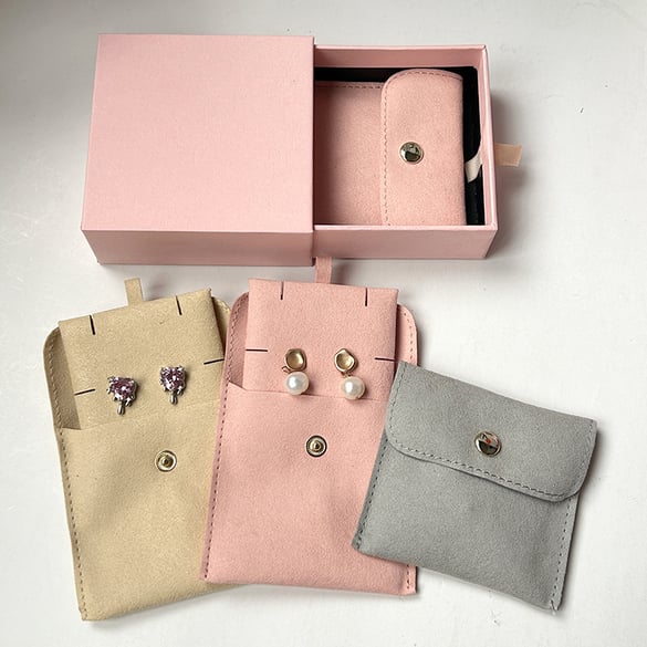 Solid Color Imitation Suede Jewelry Bag 2