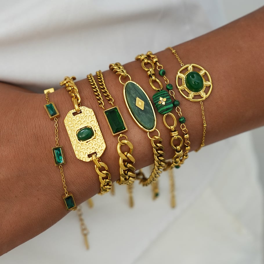 1 Stück Retro Unregelmäßige Form Edelstahl Gold Farbe Damen Kette Armbänder h5Bild6