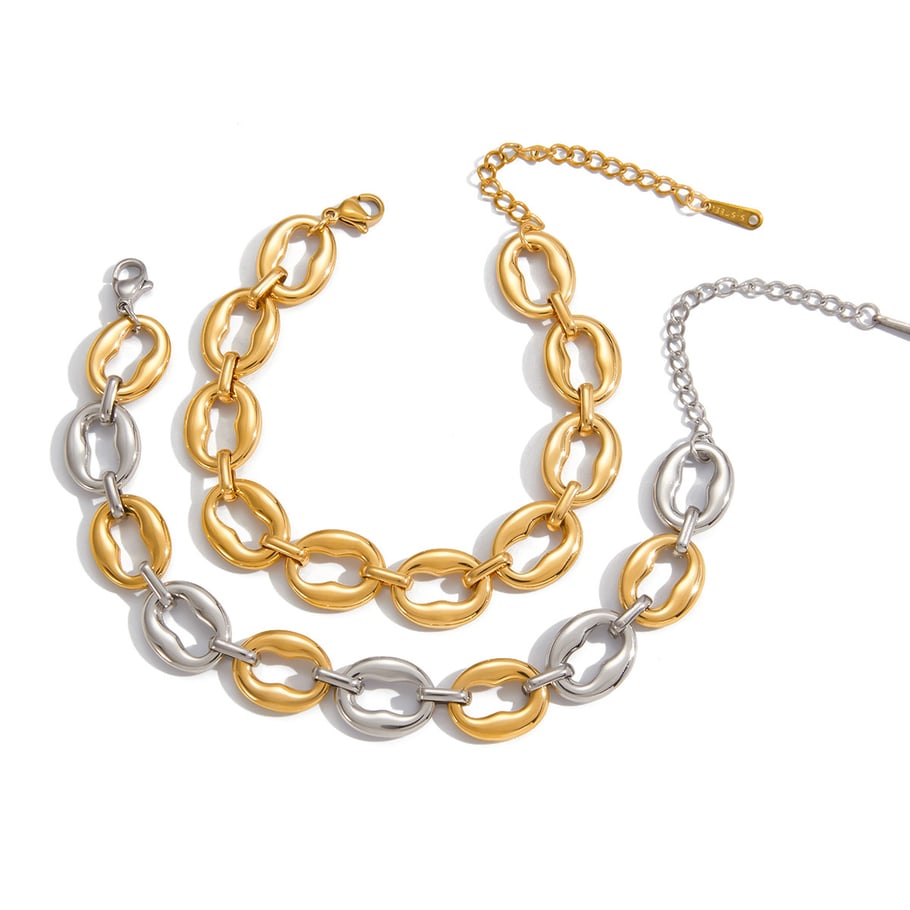 Braccialetti a catena da donna in acciaio inossidabile color oro con cerchio classico da 1 pezzo Immagine6